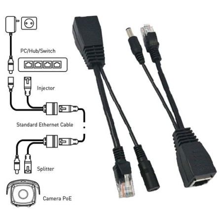 ADATTATORE POE SPLITTER INJECTOR DC12V UP 30MT (VS-PSI30)