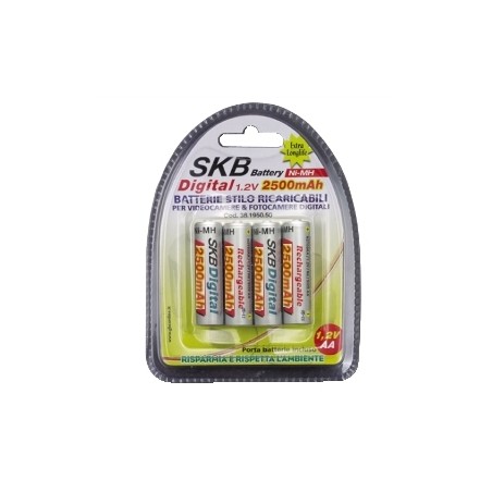 BATTERIE RICARICABILI STILO "AA" 2500MAH CONF. 4PZ (38195055)