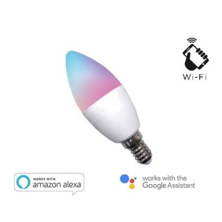 LAMPADA LED SMART EE-45WE14 RGB + BIANCO CALDO E14 C37 DIMMERABILE WIFI - ALEXA E GOOGLE HOME