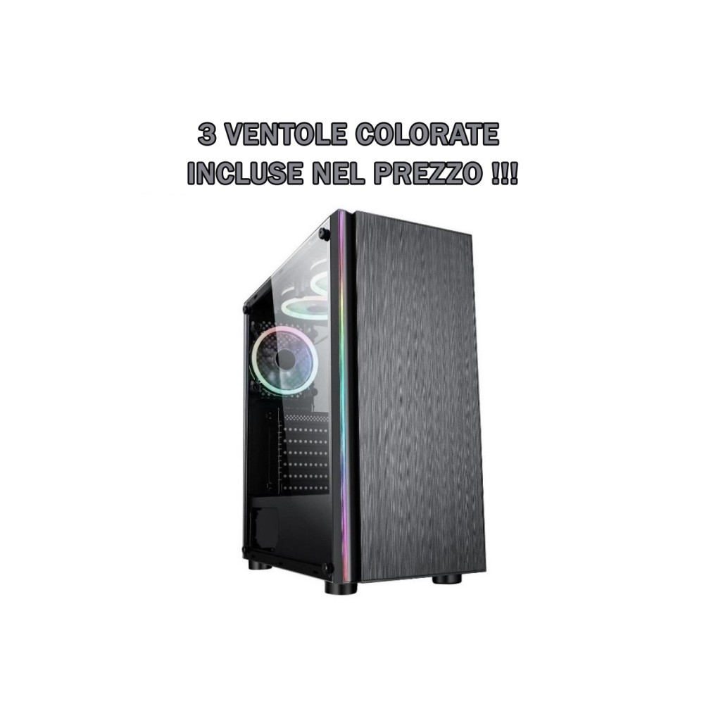 CASE GAMING TX-192-13 M-ATX CON 3 VENTOLE COLORATE INCLUSE - NO ALIMENTATORE