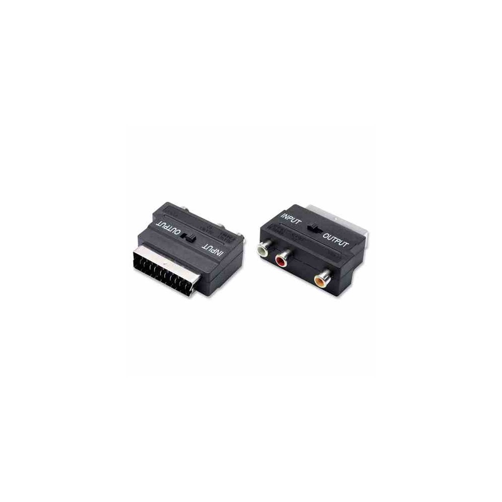 ADATTATORE MONOBLOCCO SCART-3 RCA COMMUTATORE INPUT OUTPUT