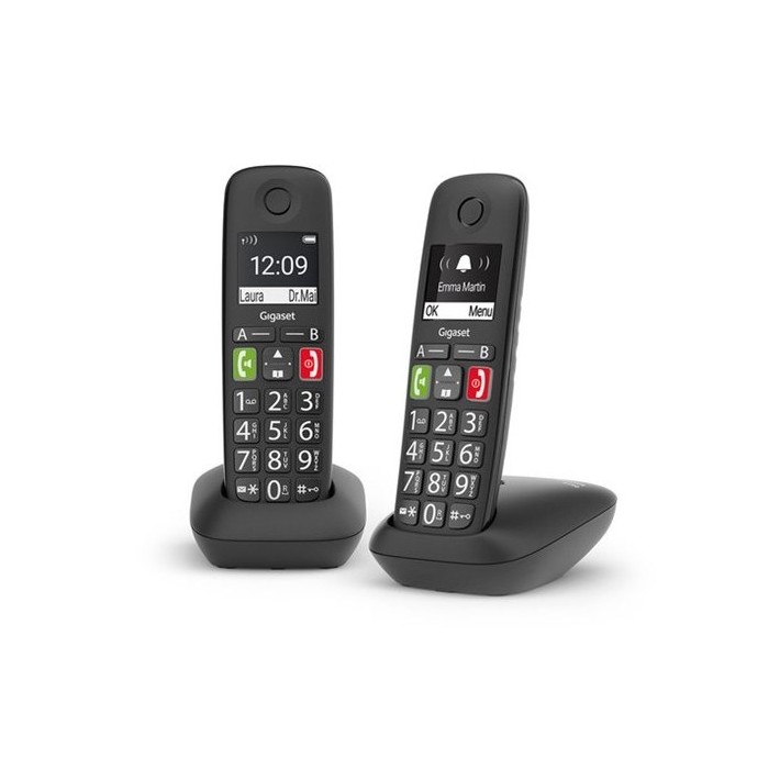 TELEFONO CORDLESS GIGASET LINEA SENIOR E290 DUO NERO (L36852-H2901-K1)