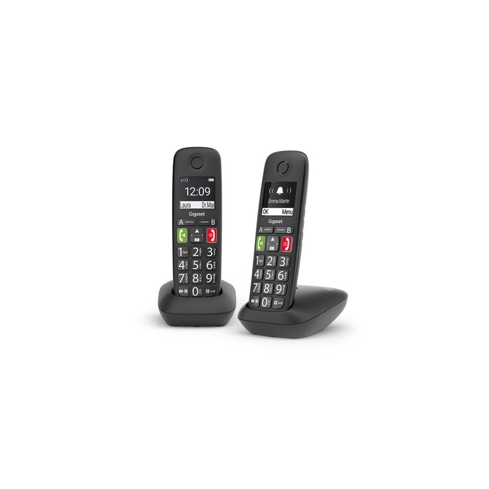 TELEFONO CORDLESS GIGASET LINEA SENIOR E290 DUO NERO (L36852-H2901-K1)