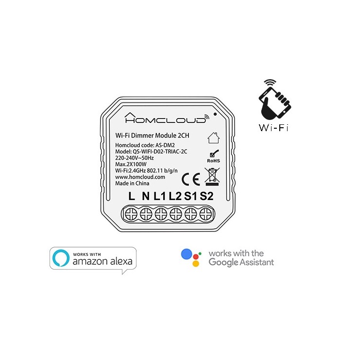 MODULO PULSANTE INTELLIGENTE WI-FI - 2 CANALI DA INCASSO (AS-DM2)