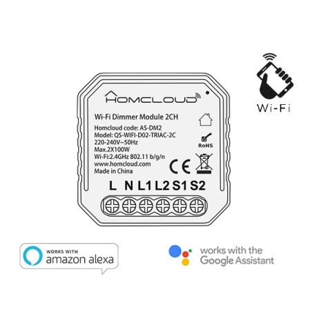 MODULO PULSANTE INTELLIGENTE WI-FI - 2 CANALI DA INCASSO (AS-DM2)