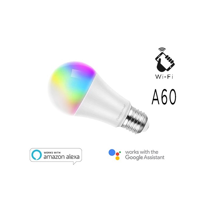 LAMPADA LED SMART EE-9WE2760R RGB + BIANCO CALDO E27 A60 DIMMERABILE WIFI - ALEXA E GOOGLE HOME