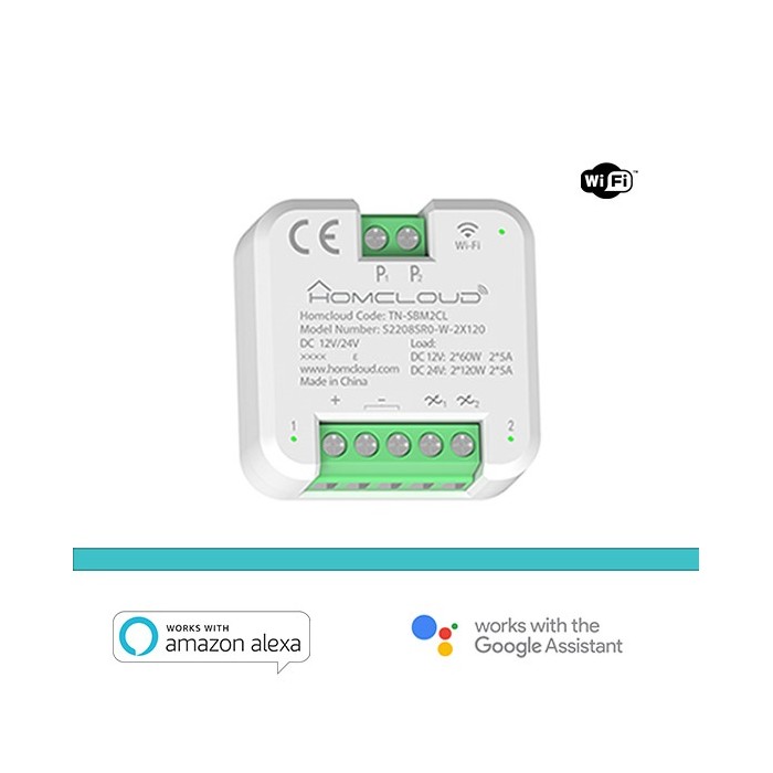 MODULO PULSANTE RELE' WI-FI 12/24V - 2 CANALI DA INCASSO (TN-SBM2CL)