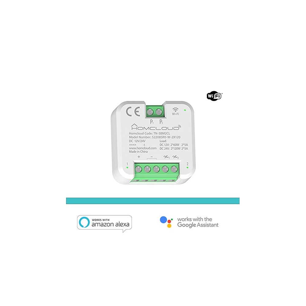 MODULO PULSANTE RELE' WI-FI 12/24V - 2 CANALI DA INCASSO (TN-SBM2CL)