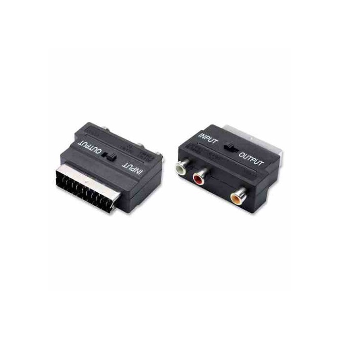 ADATTATORE MONOBLOCCO SCART-3 RCA COMMUTATORE INPUT OUTPUT