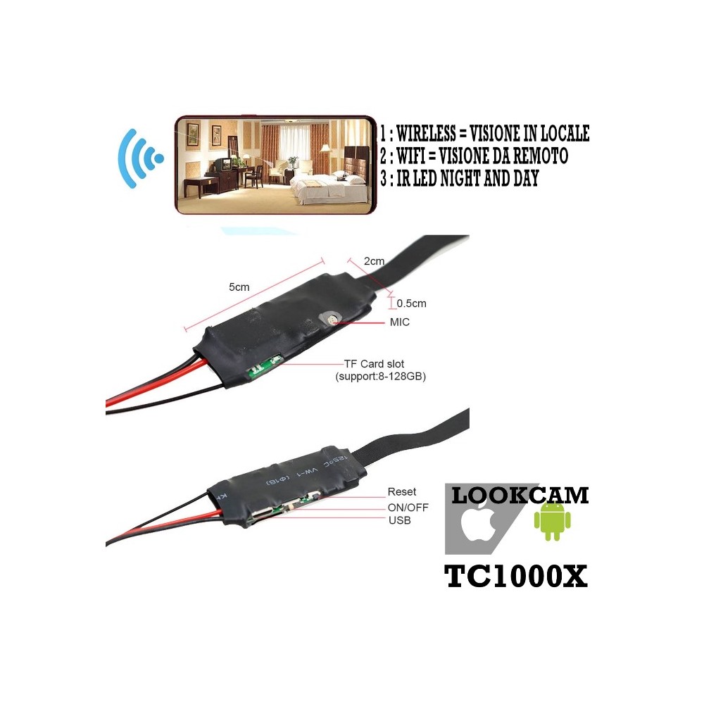 TELECAMERA SORVEGLIANZA MICRO SPY CAM TC1000X WIFI IR