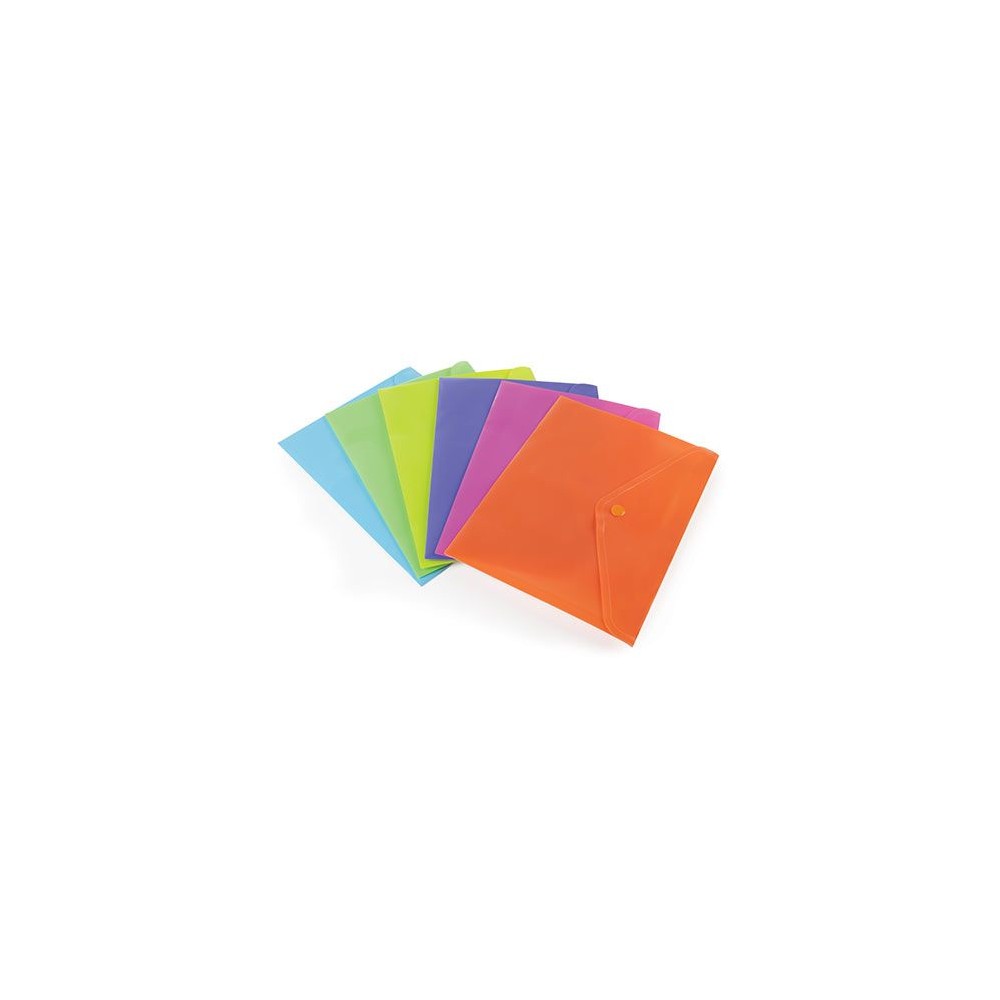 BUSTE CON BOTTONE A5 FLUO ASSORTITE 6PZ