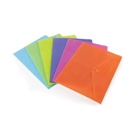 BUSTE CON BOTTONE A5 FLUO ASSORTITE 6PZ