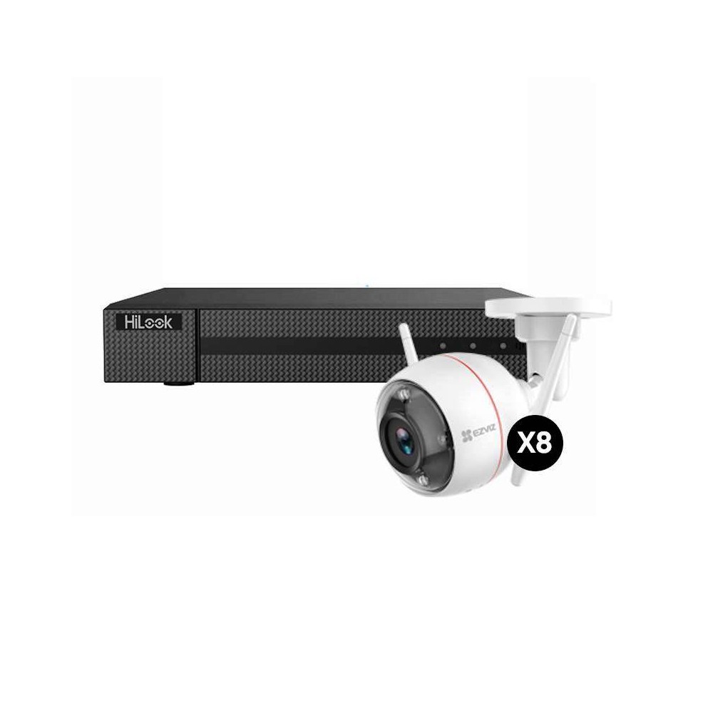 KIT SISTEMA DI SORVEGLIANZA NVR 16 CAN. (BRANDIZZATO HILOOK - IMPORTATO DA HIKVISION ITALIA) NVR-116MH-C (COMPAT. EZVIZ) + 8X TE