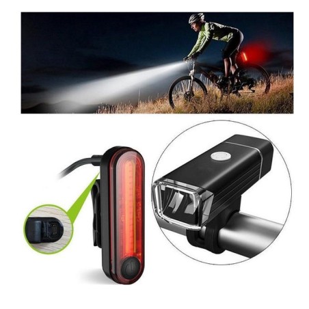 SET DI LUCI PER BICICLETTE - BICYCLE LIGHT SET USB (Q-BK017)