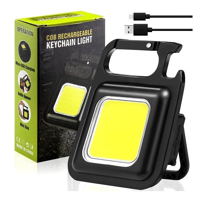 TORCIA MINI PORTACHIAVI RICARICABILE IMPERMEABILE - LUCE TASCABILE CON STAFFA PIEGHEVOLE APRIBOTTIGLIE E BASE MAGNETICA (COB KEY