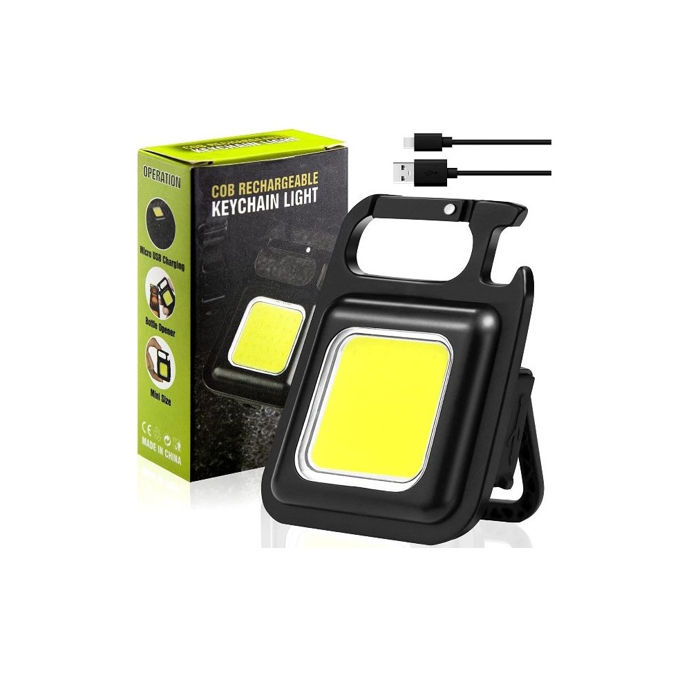 TORCIA MINI PORTACHIAVI RICARICABILE IMPERMEABILE - LUCE TASCABILE CON STAFFA PIEGHEVOLE APRIBOTTIGLIE E BASE MAGNETICA (COB KEY