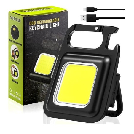 TORCIA MINI PORTACHIAVI RICARICABILE IMPERMEABILE - LUCE TASCABILE CON STAFFA PIEGHEVOLE APRIBOTTIGLIE E BASE MAGNETICA (COB KEY