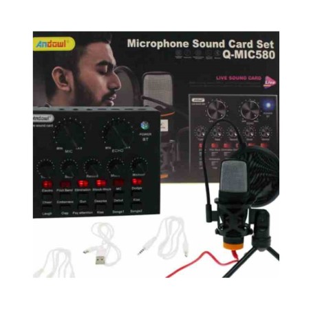 MICROFONO A CONDENSATORE Q-MIC580 SCHEDE AUDIO BLUETOOTH FILTRO ANTI-POP CON BASE