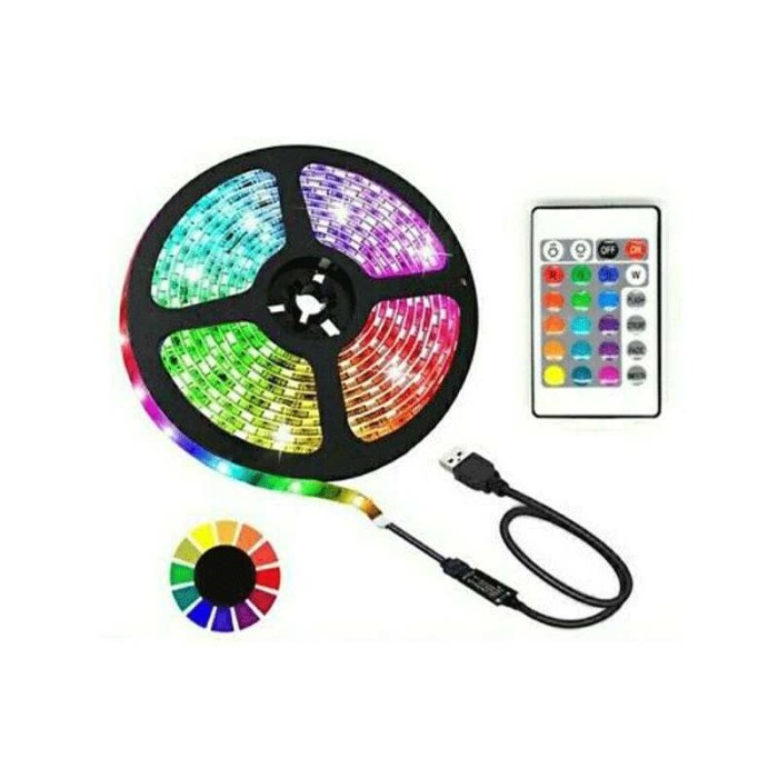 STRISCIA LED STRIP ADESIVA LUCE RGB INGRESSO USB 3M FLESSIBILE TAGLIABILE (5050RGB)