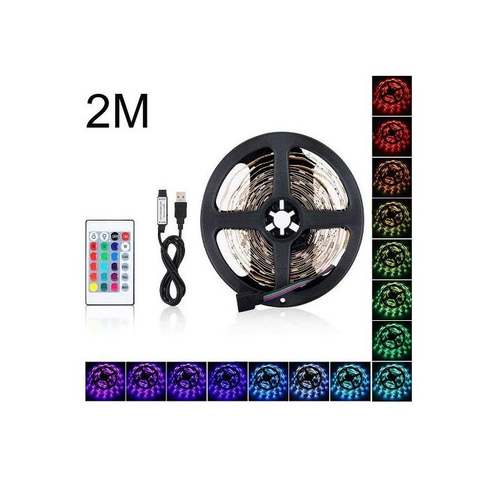 STRISCIA LED STRIP ADESIVA LUCE RGB INGRESSO USB 2M FLESSIBILE TAGLIABILE (AB-Z811)