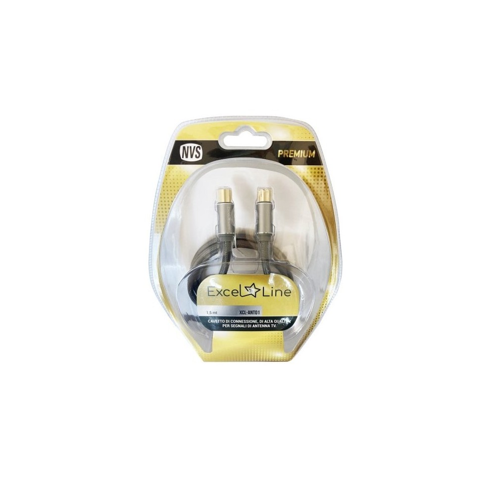 CAVO DI ANTENNA SPINA/SPINA GOLD IEC 9,5 MM - 1.5MT (XCLANT01)