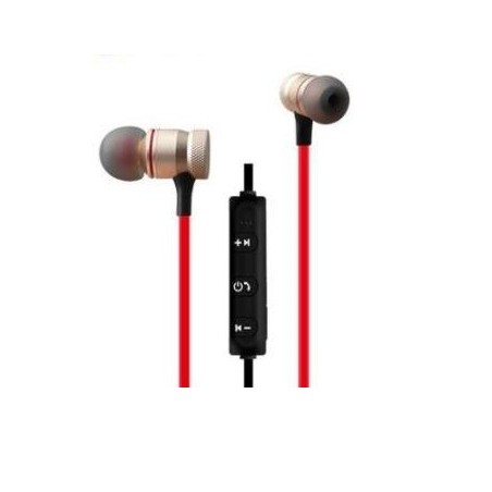 AURICOLARI CUFFIA SOUND STEREO WIRELESS SPORTS CON MICROFONO E CONTROLLI - ROSSO/BIANCO