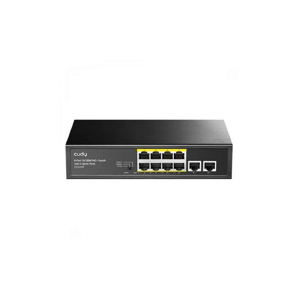 SWITCH RETE 8 PORTE POE + 2 PORTE UPLINK 10/100MBPS 120W (FS1010P)