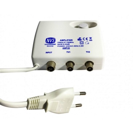 AMPLIFICATORE DA INTERNO AMP20 PER ANTENNA TV - 2 USCITE