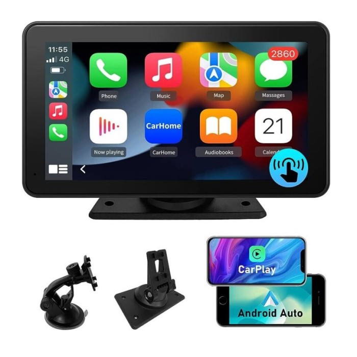 CARPLAYER PORTATILE MONTAGGIO CRUSCOTTO - TOUCH SCREEN 7" - ANDROID AUTO+APPLECARPLAY