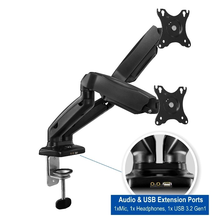 SUPPORTO DA TAVOLO CON MOLLA A GAS PER 2 MONITOR (EW1516)