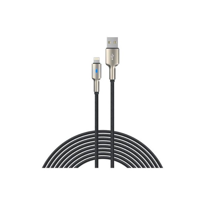 CAVO ADATTATORE EC417 DA USB-A A LIGHTNING 1,5M INTRECCIATO NERO-ARGENTO