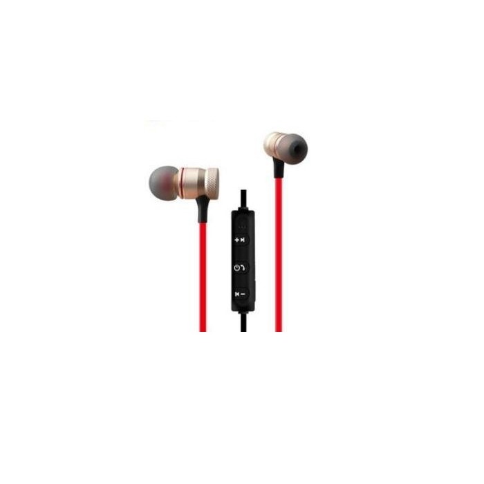 AURICOLARI CUFFIA SOUND STEREO WIRELESS SPORTS CON MICROFONO E CONTROLLI - ROSSO/BIANCO