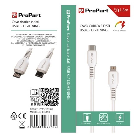 CAVO LIGHTNING - USB TIPO-C PP15CL624W (ECL150) 1.5MT BIANCO