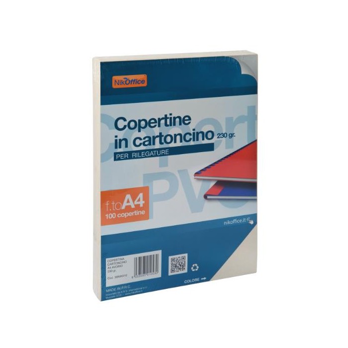 COPERTINE A4 QUADRANTI IN CARTONCINO PER RILEGATURE 230GR NERO (100FG) 38NIK010/2