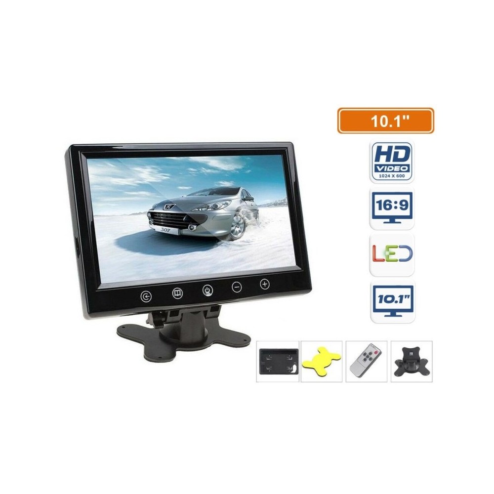 MONITOR TFT LED 10.1" CON TELECOMANDO - INGRESSO VIDEO - RCA - VIDEOSORVEGLIANZA