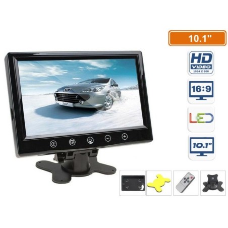 MONITOR TFT LED 10.1" CON TELECOMANDO - INGRESSO VIDEO - RCA - VIDEOSORVEGLIANZA