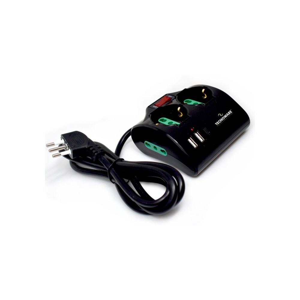 MULTIPRESA POWER CLEANER 4: INGRESSO ITALIA - 2 USCITE ITALIA/SCHUKO - 2 USCITE ITALIA 10/16A - PORTE USB - TOGETHER ON (FMP4IIG