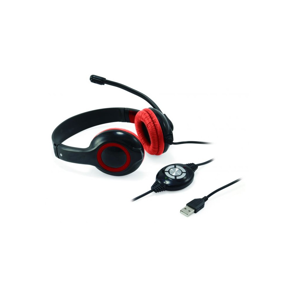 CUFFIE MICROFONO CCHATSTARU2R STEREO USB ROSSO