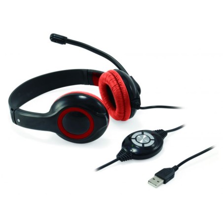 CUFFIE MICROFONO CCHATSTARU2R STEREO USB ROSSO