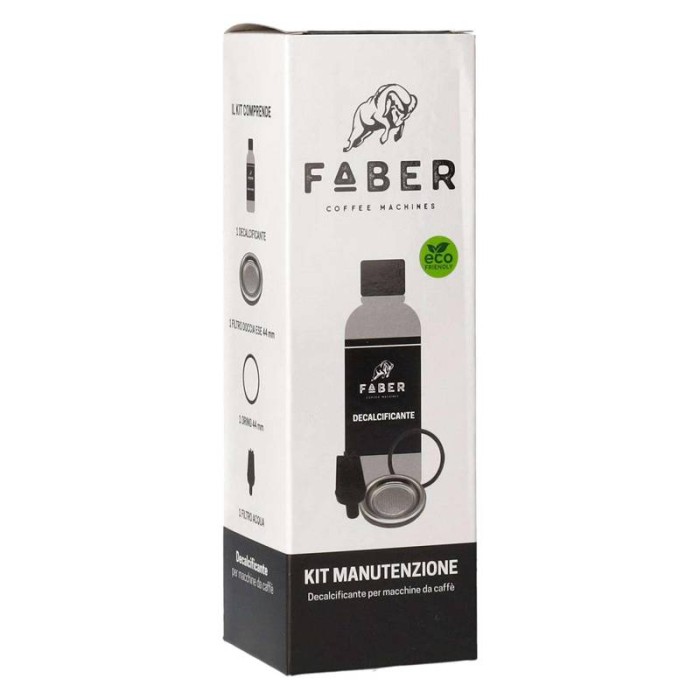 KIT MANUTENZIONE PER FABER (DECALCIFICANTE 250 ML - 1 GUARNIZIONE - 1 FILTRO DOCCIA - 1 FILTRO ACQUA)