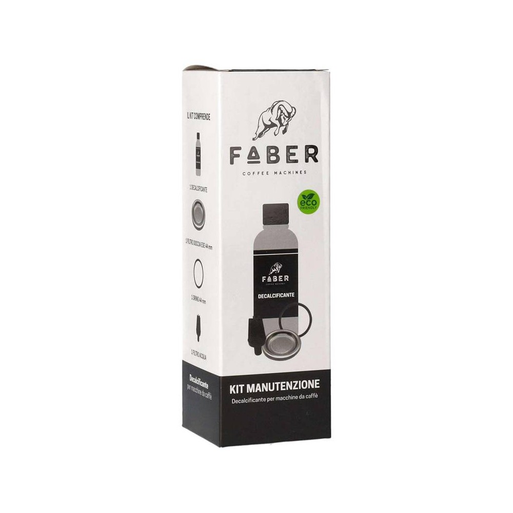 KIT MANUTENZIONE PER FABER (DECALCIFICANTE 250 ML - 1 GUARNIZIONE - 1 FILTRO DOCCIA - 1 FILTRO ACQUA)