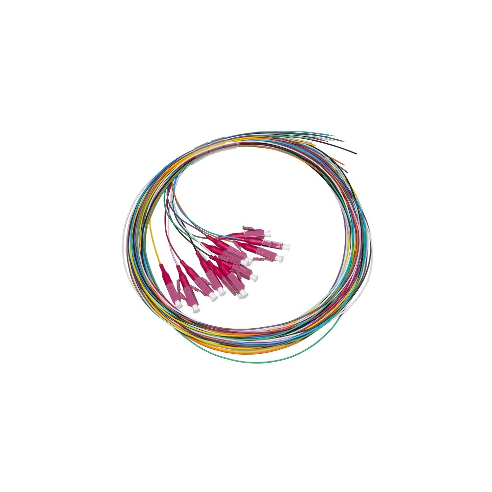 SET 12 CAVI PIGTAIL FIBRA OTTICA COLORATI CONNETTORI LC OM4 SIMPLEX 2 MT (LKLC12PT4)