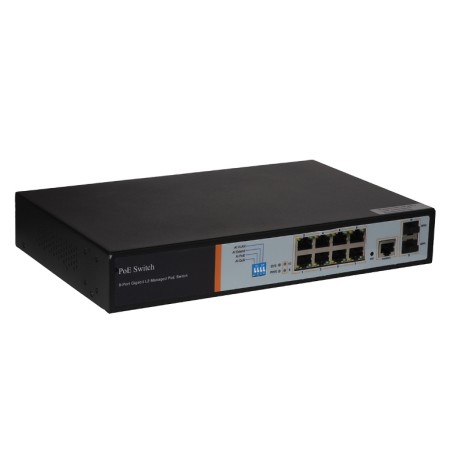 SWITCH DI RETE 8 PORTE GIGABIT POE 150 WATT + 2 PORTE SFP E UNA PORTA CONSOLE RJ45 LAYER 2 (LKSW8L2)