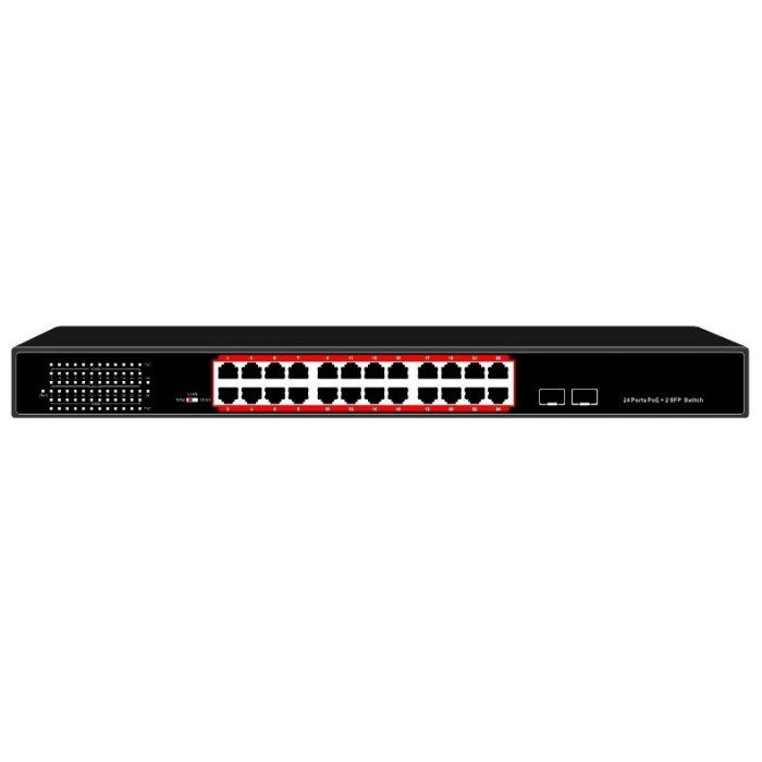 SWITCH 24 PORTE GIGABIT POE 400 WATT CON 2 PORTE SFP (LKSPOE242)