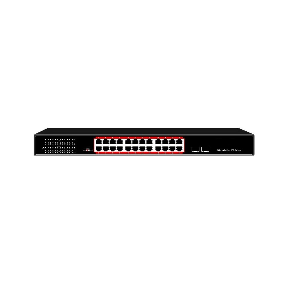 SWITCH 24 PORTE GIGABIT POE 400 WATT CON 2 PORTE SFP (LKSPOE242)