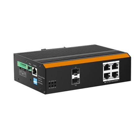 SWITCH INDUSTRIALE MANAGED CON 4 PORTE GIGABIT POE CON 2 PORTE SFP PER FIBRA OTTICA (LKIND5)