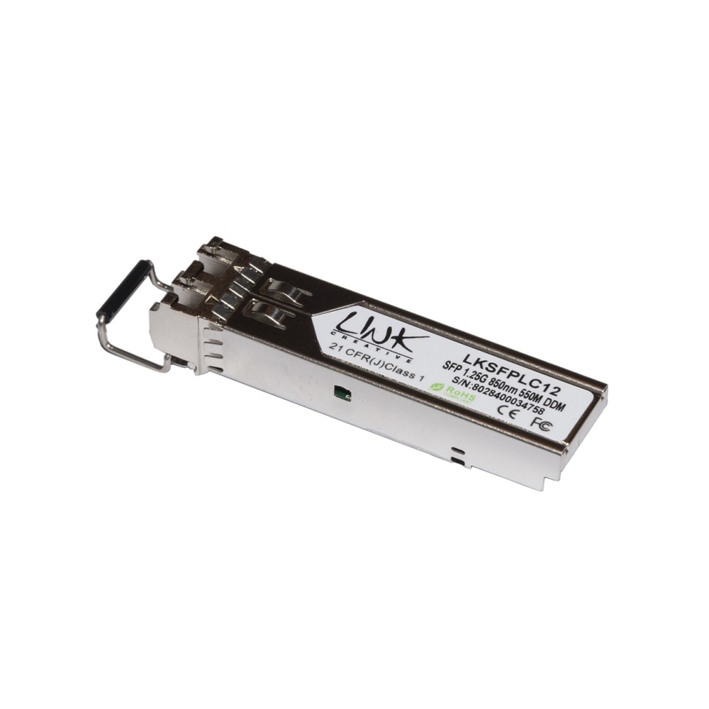 MODULO MINIGBIC (SFP) MULTIMODE LC DUPLEX 1000Base-SX, 850nm 1,25 GBPS 550 MT CON DDM (LKSFPLC12)