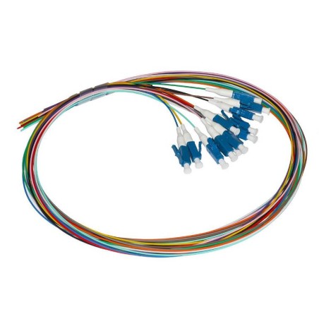 SET 12 CAVI PIGTAIL FIBRA OTTICA COLORATI CONNETTORI LC SINGLEMODE SIMPLEX 2 MT (LKLC12PTS)