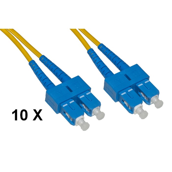 CONFEZIONE 10 CAVI FIBRA OTTICA SC A SC SINGLEMODE DUPLEX OS2 MT.5 (LKSCSC905E)