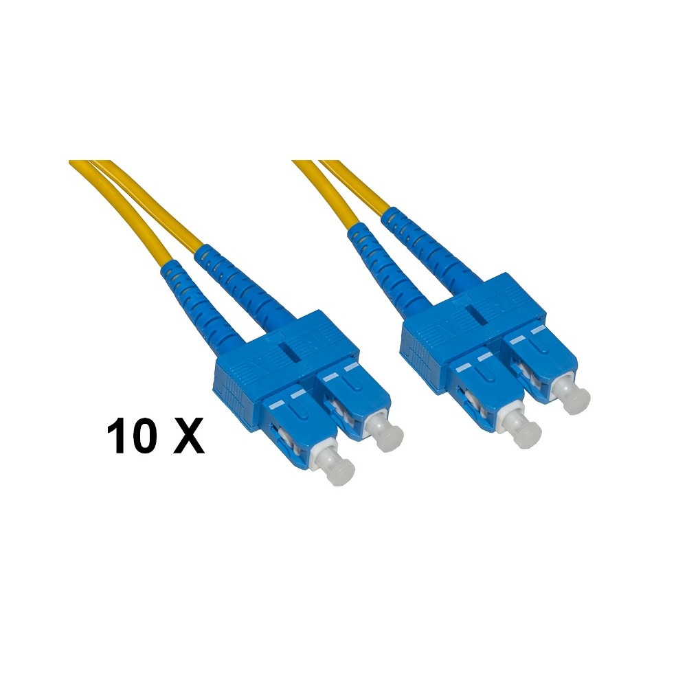 CONFEZIONE 10 CAVI FIBRA OTTICA SC A SC SINGLEMODE DUPLEX OS2 MT.5 (LKSCSC905E)